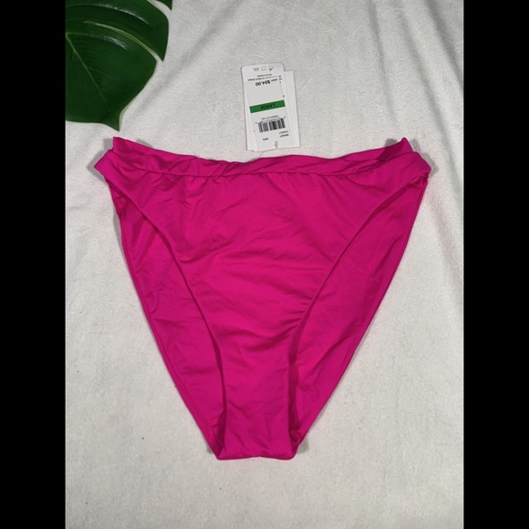 NWT $54‎ BECCA High Waist French Cut Bikini Bottoms in Neon Pink [SZ Large ] - Picture 5 of 11